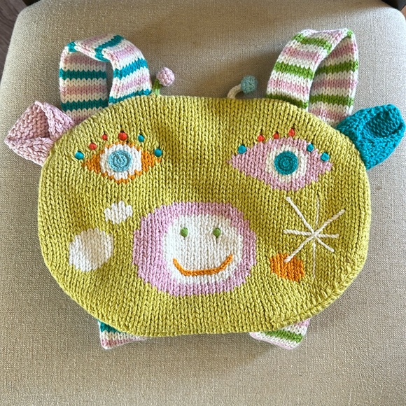 Blabla Kids Knit Colorful Whimsical Mini Backpack Purse Green Blue - Picture 1 of 6